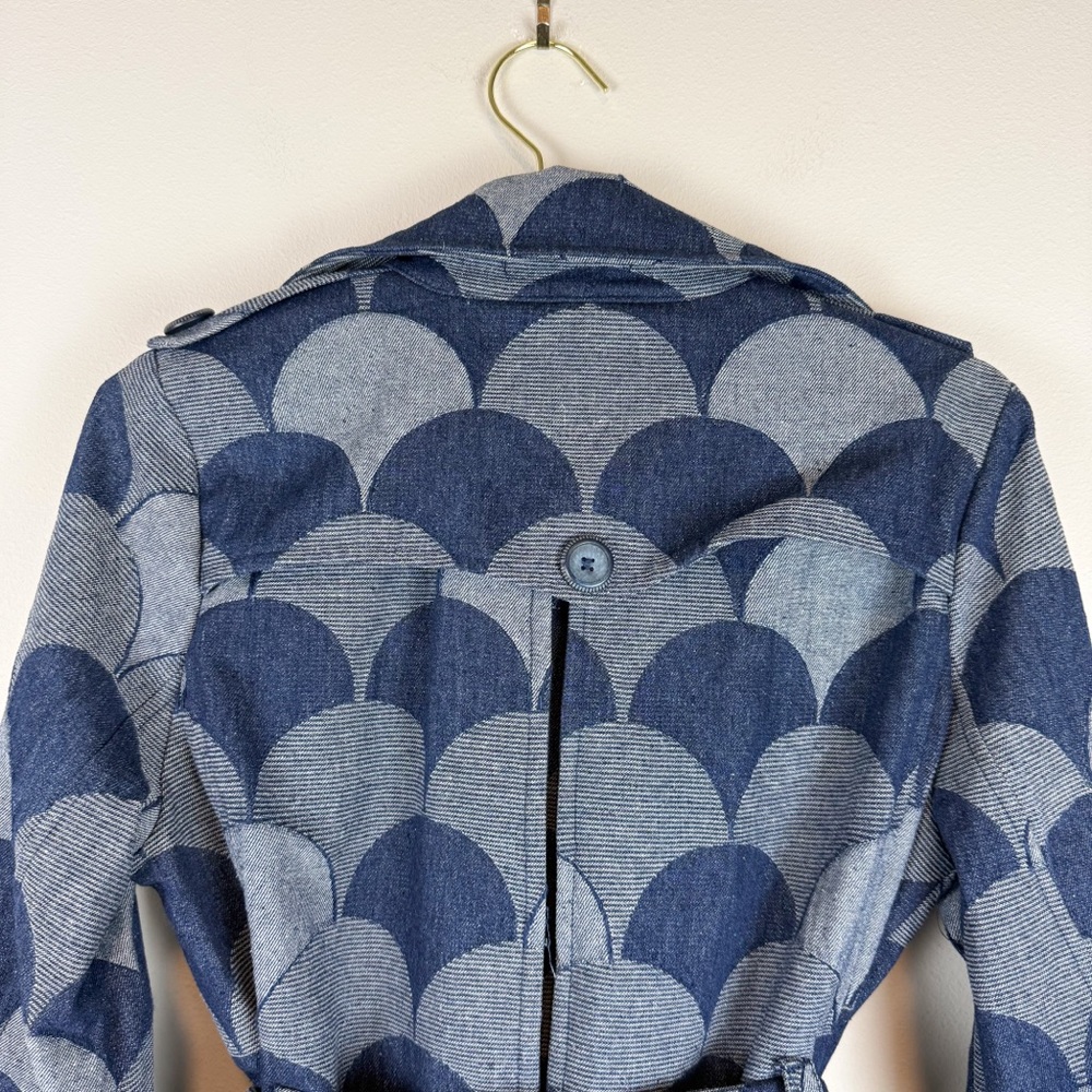 Eva Franco Brex Jacket Atomic Denim Blue Scallop Double Breasted Size 6 - Picture 10 of 14